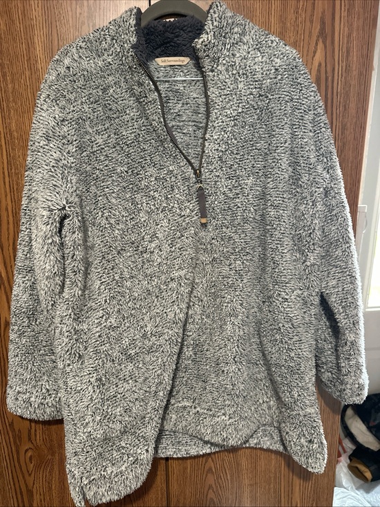 Soft Surroundings Sweaters - Cozy Plush Half-Zip Sweater - Gray soft surroundings size L